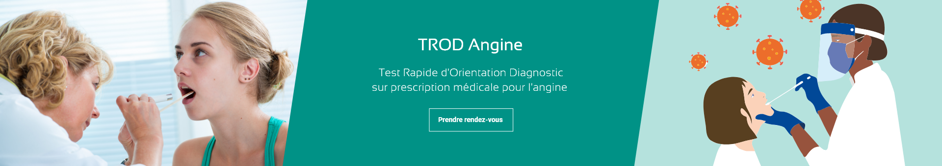 Une pharmacienne réalise un test rapide d'orientation diagnostic pour l'angine - TROD